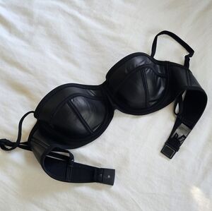 Triangl Y2K 2010s Neoprene Black Contrast Balconet Bikini Swim Top L